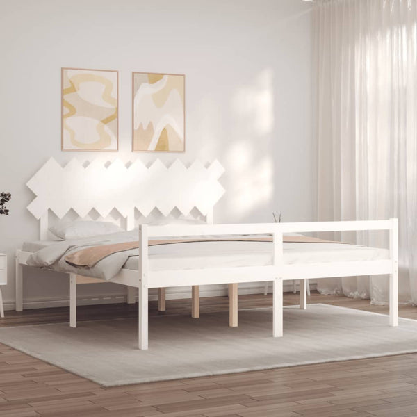 Seniorenbett Weiß Super Kingsize Massivholz