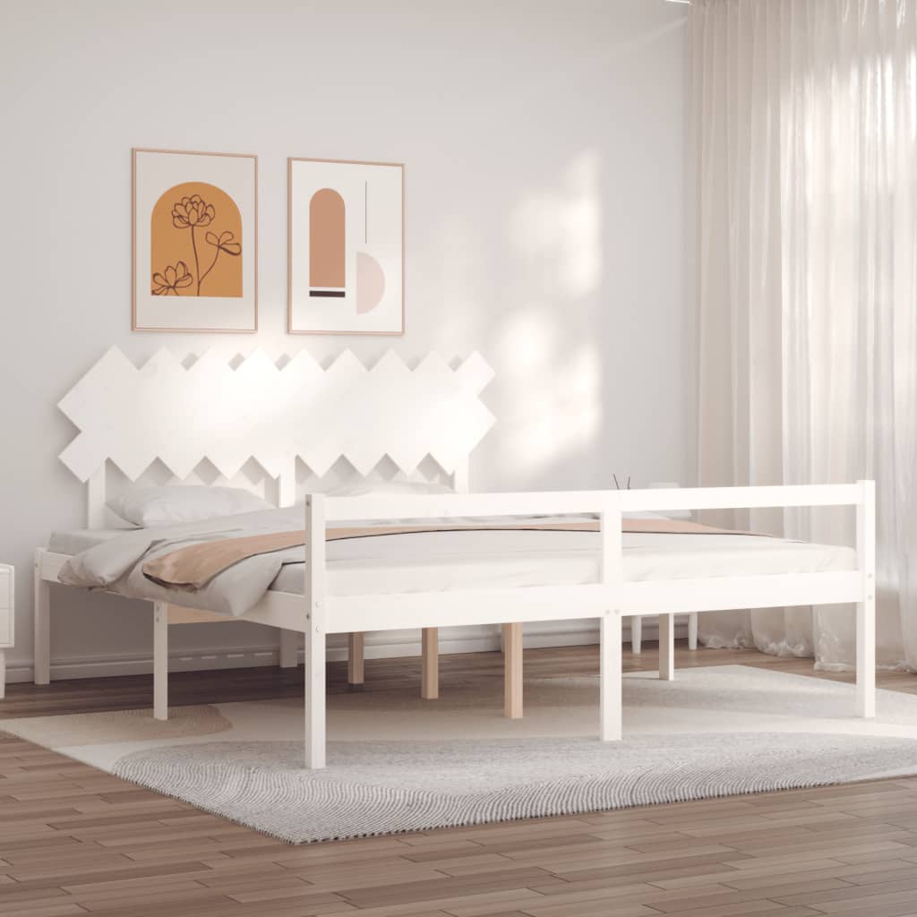 Seniorenbett Weiß Super Kingsize Massivholz