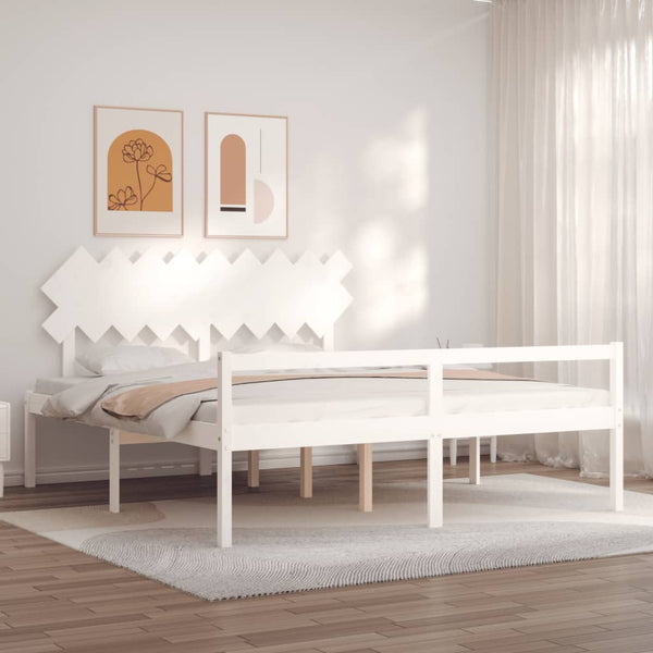 Seniorenbett Weiß Super Kingsize Massivholz