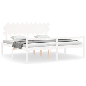 vidaXL Lit pour personnes âgées avec tête de lit 200x200 cm Blanc Bois massif