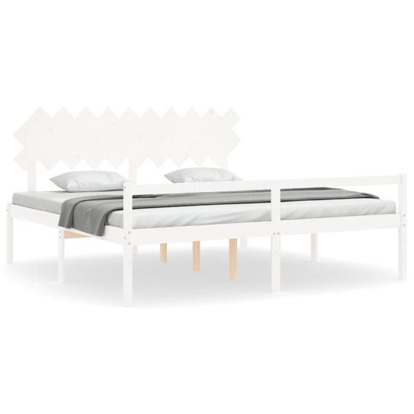 vidaXL Lit pour personnes âgées avec tête de lit 200x200 cm Blanc Bois massif