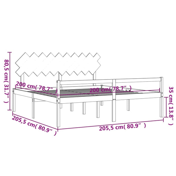 vidaXL Lit pour personnes âgées avec tête de lit 200x200 cm Blanc Bois massif