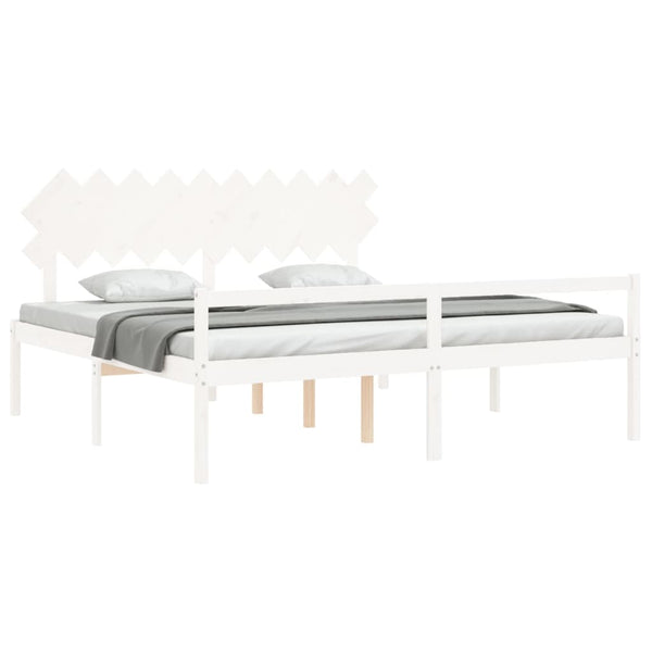 vidaXL Lit pour personnes âgées avec tête de lit 200x200 cm Blanc Bois massif