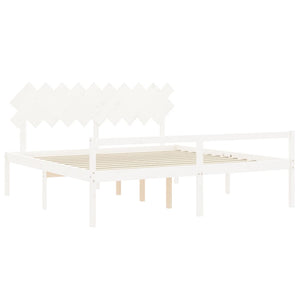vidaXL Lit pour personnes âgées avec tête de lit 200x200 cm Blanc Bois massif