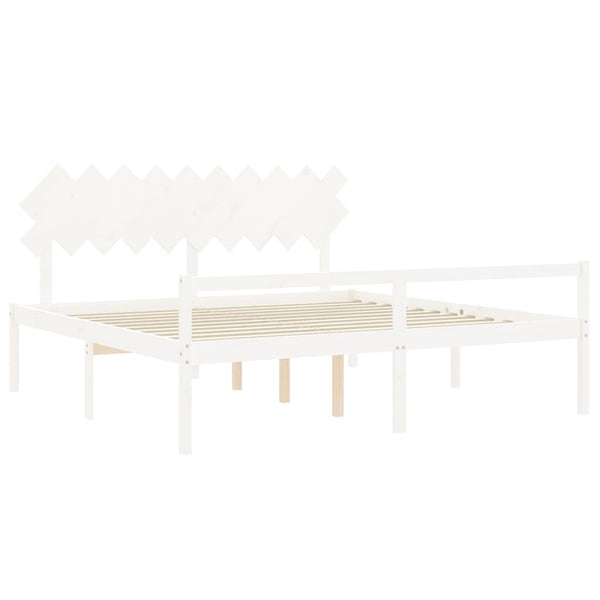 vidaXL Lit pour personnes âgées avec tête de lit 200x200 cm Blanc Bois massif