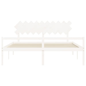 vidaXL Lit pour personnes âgées avec tête de lit 200x200 cm Blanc Bois massif