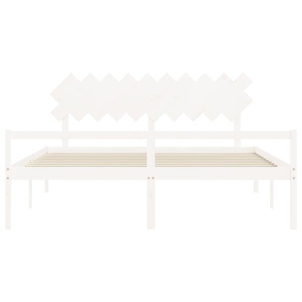 vidaXL Lit pour personnes âgées avec tête de lit 200x200 cm Blanc Bois massif