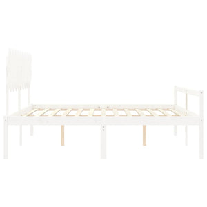vidaXL Lit pour personnes âgées avec tête de lit 200x200 cm Blanc Bois massif