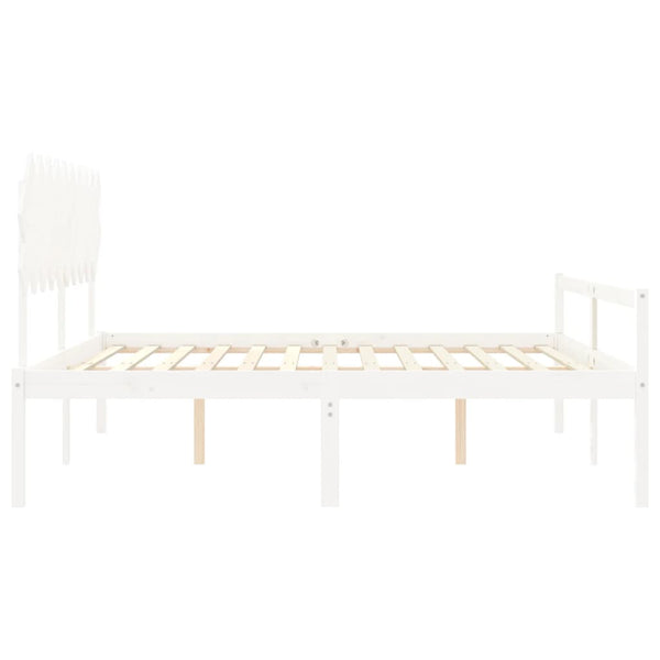 vidaXL Lit pour personnes âgées avec tête de lit 200x200 cm Blanc Bois massif