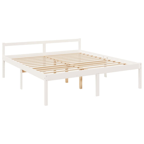 vidaXL Lit pour personnes âgées avec tête de lit 200x200 cm Blanc Bois massif