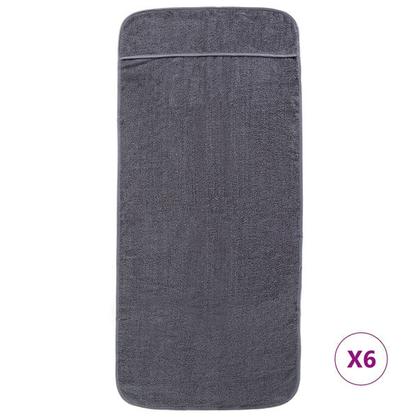 vidaXL Serviettes de plage 6 pcs Anthracite 60x135 cm Tissu 400 g/m²