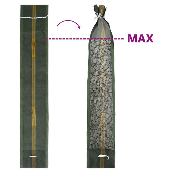 Sandsäcke 10 Stk. Dunkelgrün 103 x 25 cm HDPE