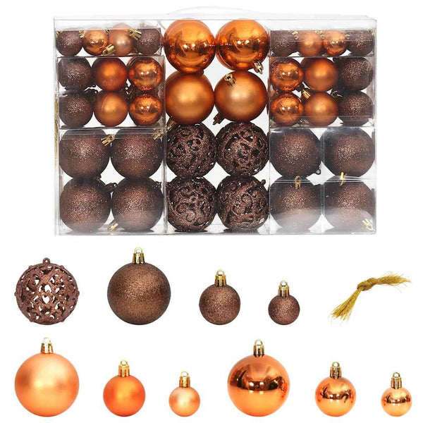 vidaXL Boules de Noël 100 pcs Marron 3 / 4 / 6 cm