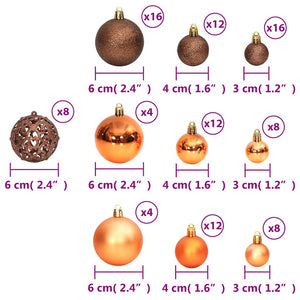 vidaXL Boules de Noël 100 pcs Marron 3 / 4 / 6 cm