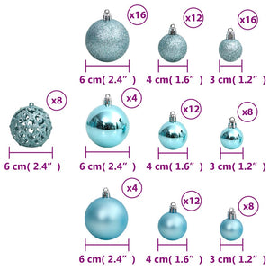 Türkise Weihnachtskugeln, 100 Stk. Set