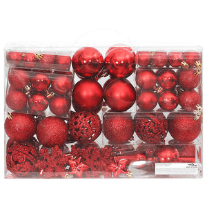 Weihnachtskugel Set Rot, 111-teilig