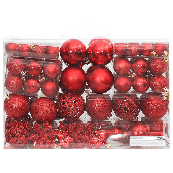 Weihnachtskugel Set Rot, 111-teilig