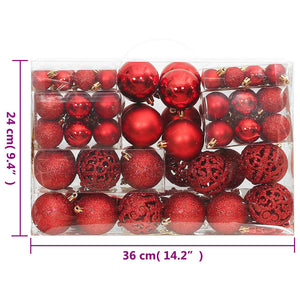 Weihnachtskugel Set Rot, 111-teilig