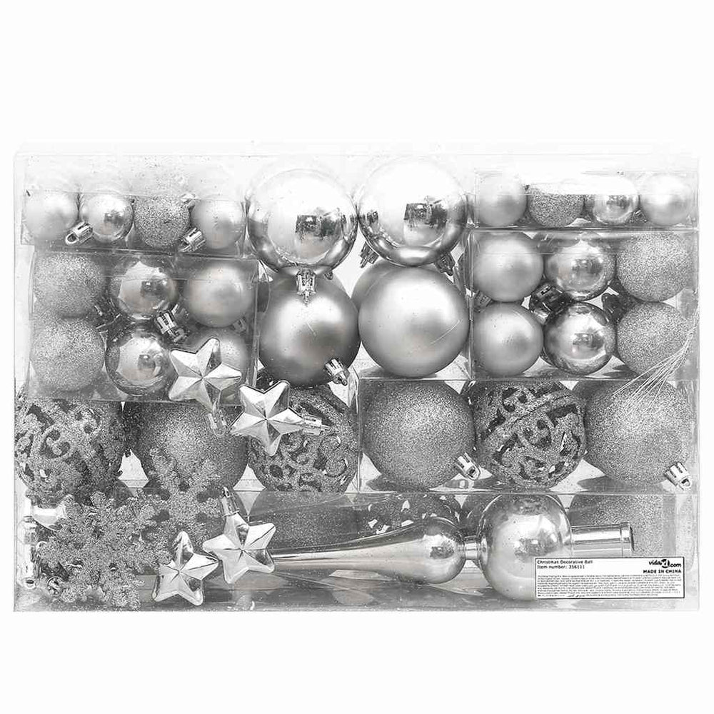 Weihnachtskugel-Set Silber 111-teilig