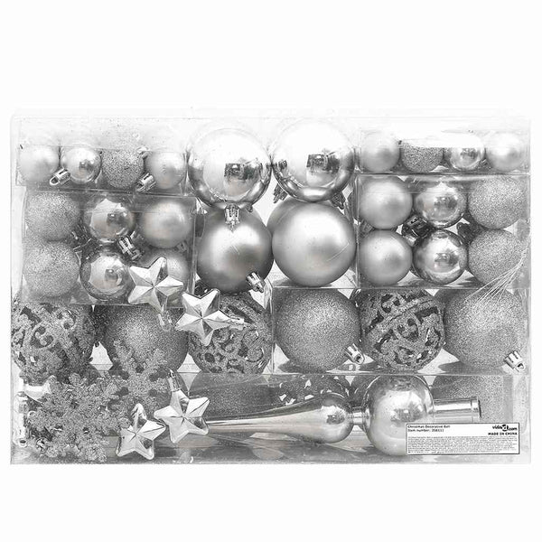 Weihnachtskugel-Set Silber 111-teilig