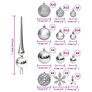 Weihnachtskugel-Set Silber 111-teilig