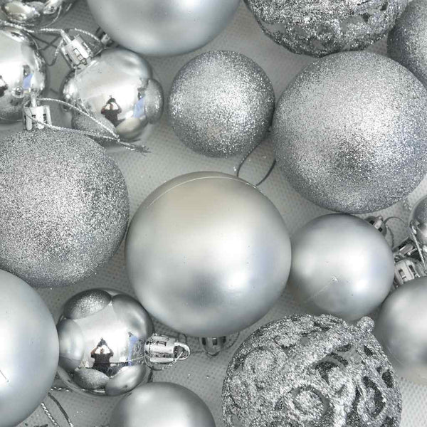 Weihnachtskugel-Set Silber 111-teilig