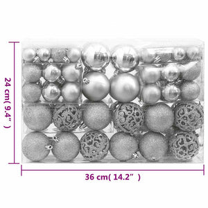 Weihnachtskugel-Set Silber 111-teilig