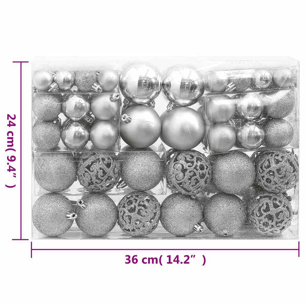 Weihnachtskugel-Set Silber 111-teilig