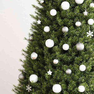 Weihnachtskugel Set Weiß/Grau, 111-teilig