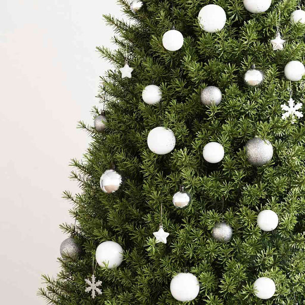 Weihnachtskugel Set Weiß/Grau, 111-teilig