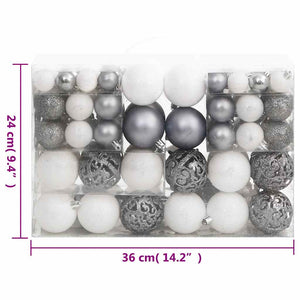 Weihnachtskugel Set Weiß/Grau, 111-teilig