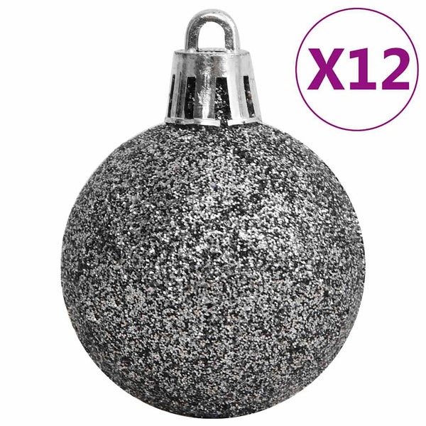 Weihnachtskugel Set Weiß/Grau, 111-teilig