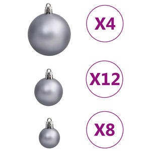 Weihnachtskugel Set Weiß/Grau, 111-teilig