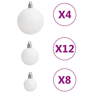 Weihnachtskugel Set Weiß/Grau, 111-teilig