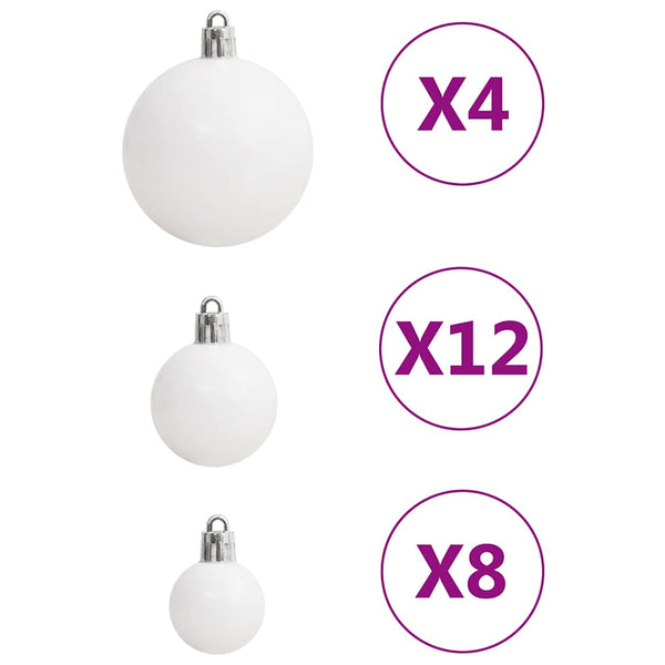 Weihnachtskugel Set Weiß/Grau, 111-teilig