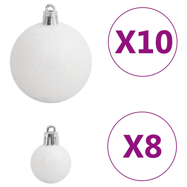 Weihnachtskugel Set Weiß/Grau, 111-teilig