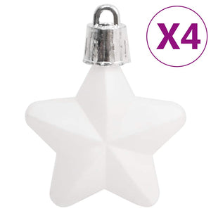 Weihnachtskugel Set Weiß/Grau, 111-teilig