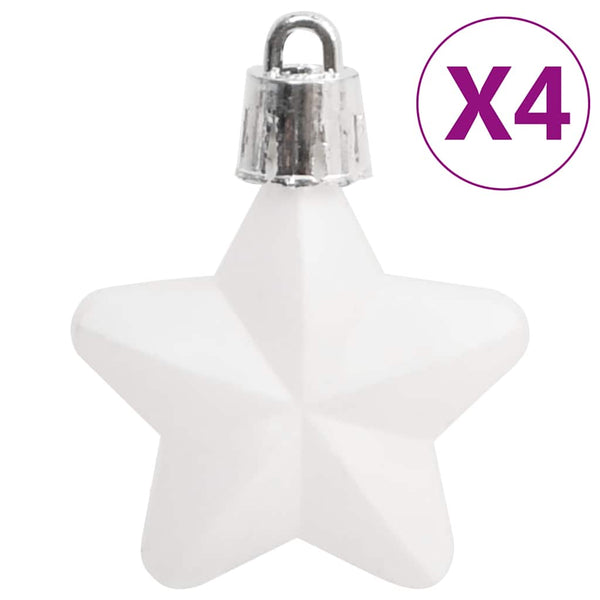 Weihnachtskugel Set Weiß/Grau, 111-teilig