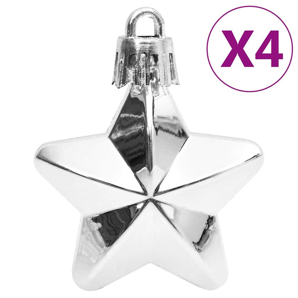 Weihnachtskugel Set Weiß/Grau, 111-teilig