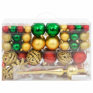 Weihnachtskugeln Set Rot Grün Gold 112-teilig