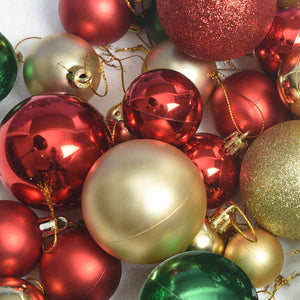 Weihnachtskugeln Set Rot Grün Gold 112-teilig