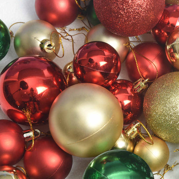 Weihnachtskugeln Set Rot Grün Gold 112-teilig