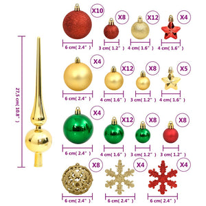Weihnachtskugeln Set Rot Grün Gold 112-teilig