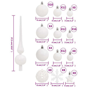 111-tlg. Weihnachtskugel Set Weiß