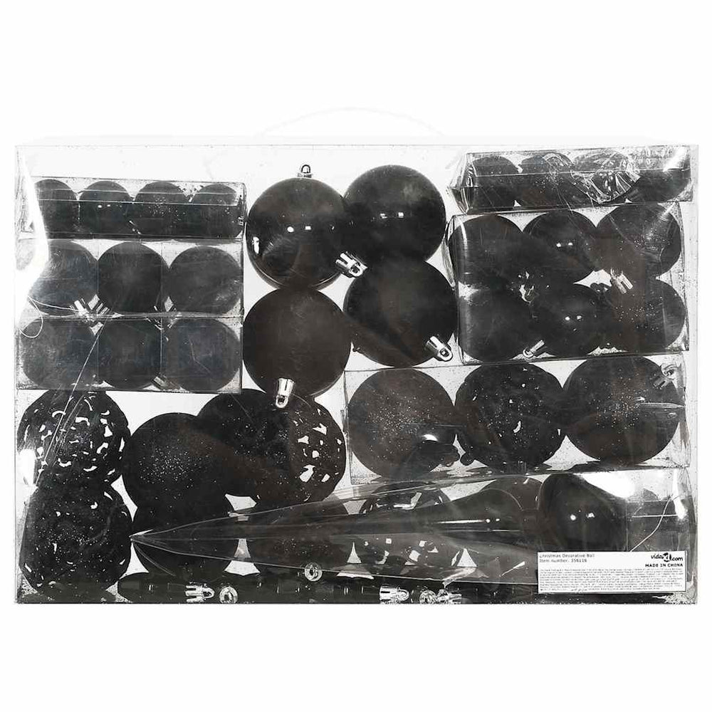 111-tlg. Weihnachtskugel-Set Schwarz
