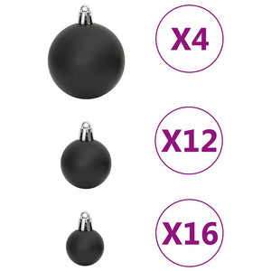 111-tlg. Weihnachtskugel-Set Schwarz