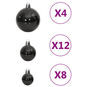 111-tlg. Weihnachtskugel-Set Schwarz