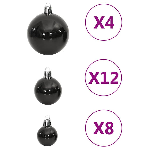 111-tlg. Weihnachtskugel-Set Schwarz