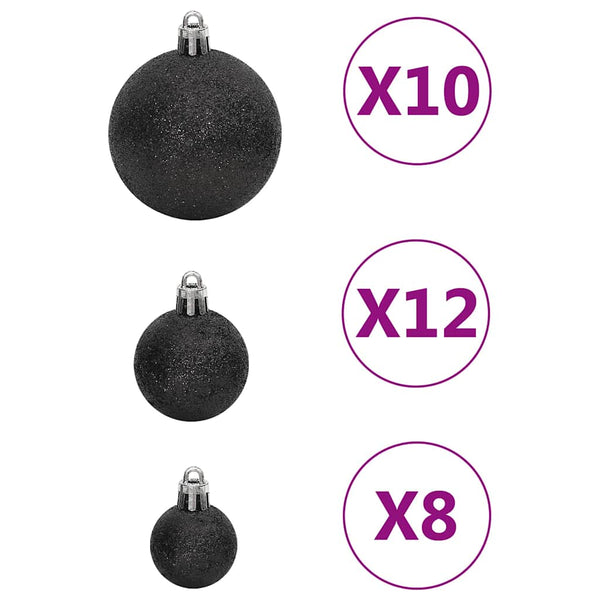 111-tlg. Weihnachtskugel-Set Schwarz