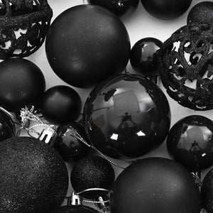 111-tlg. Weihnachtskugel-Set Schwarz